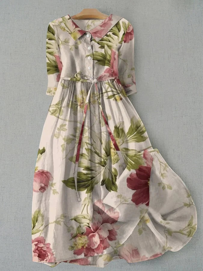Baylee - Vestido Floral de Encaje Vintage con Cintura