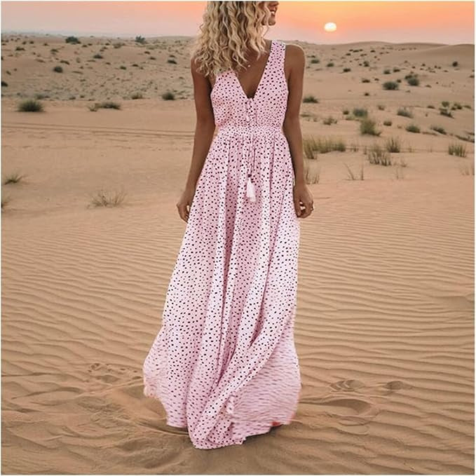 Ismena - Vestido Maxi Boho de Lunares