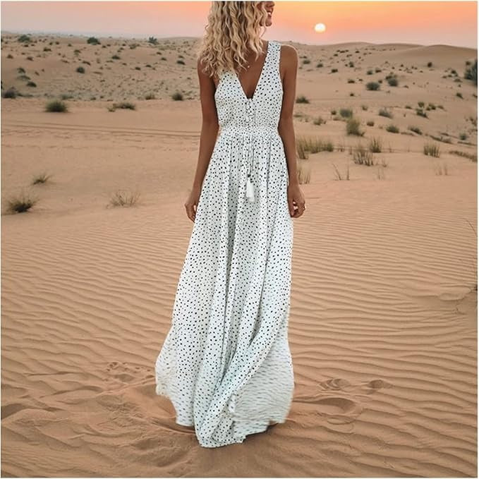 Ismena - Vestido Maxi Boho de Lunares