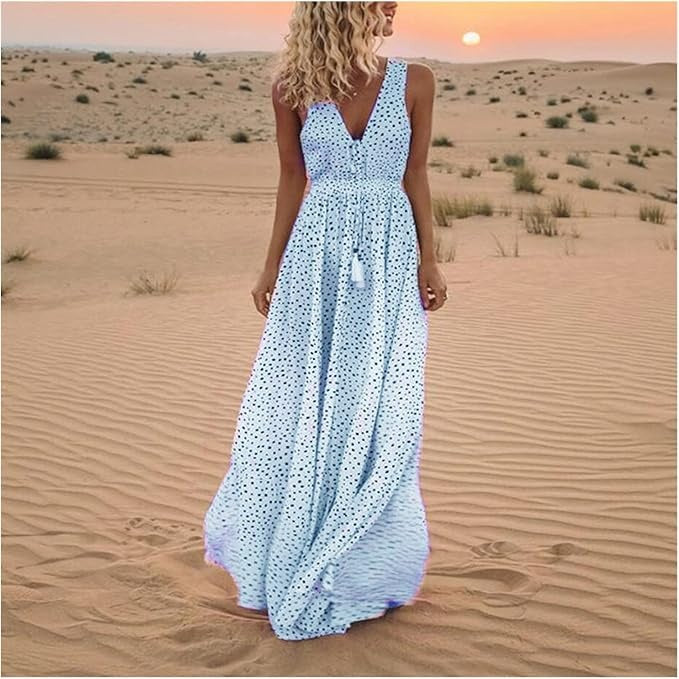 Ismena - Vestido Maxi Boho de Lunares