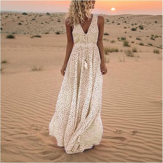 Ismena - Vestido Maxi Boho de Lunares