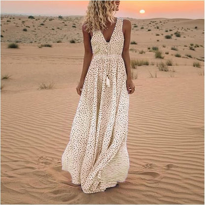 Ismena - Vestido Maxi Boho de Lunares