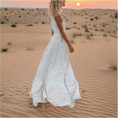 Ismena - Vestido Maxi Boho de Lunares