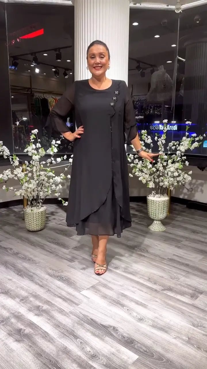 SAMARA – VESTIDO SUELTO DE CHIFÓN EN COLOR SÓLIDO PARA MUJERES