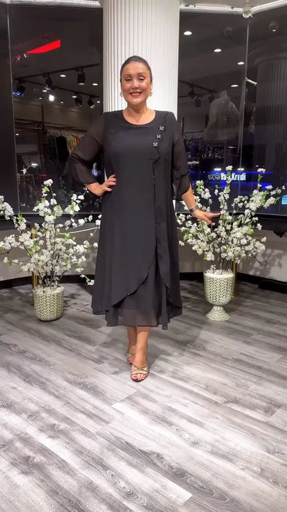 SAMARA – VESTIDO SUELTO DE CHIFÓN EN COLOR SÓLIDO PARA MUJERES