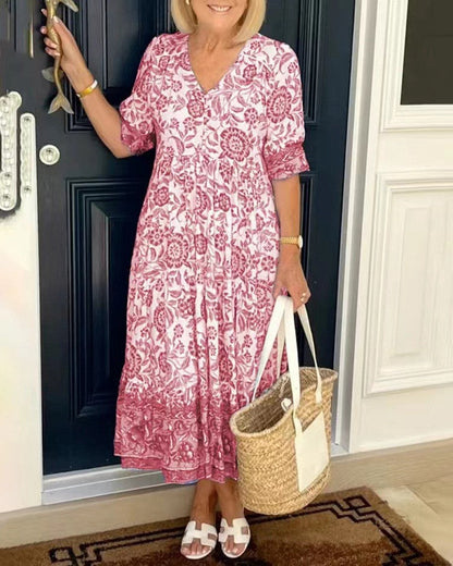 Tallis | Túnica Floral Viscosa con Escote en V