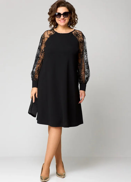 Elara - Vestido con Mangas de Encaje
