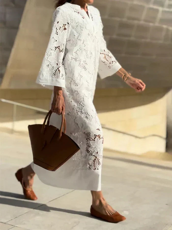 ALINA – VESTIDO BLANCO DE ENCAGE ELEGANTE