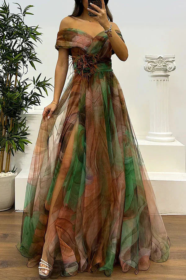 Aurora | Impresionante Vestido Maxi Off-Shoulder