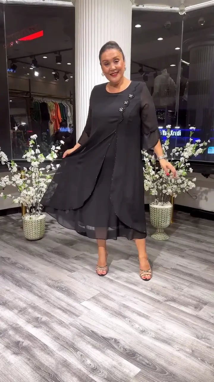 SAMARA – VESTIDO SUELTO DE CHIFÓN EN COLOR SÓLIDO PARA MUJERES