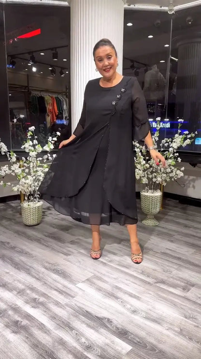 SAMARA – VESTIDO SUELTO DE CHIFÓN EN COLOR SÓLIDO PARA MUJERES