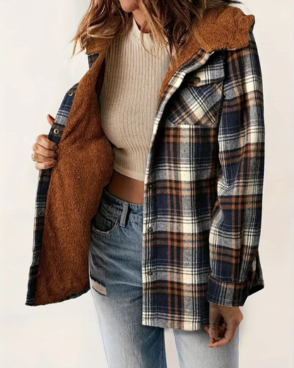HILARY - Chaqueta a Cuadros con Forro de Sherpa