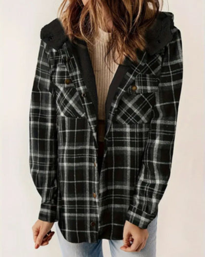 HILARY - Chaqueta a Cuadros con Forro de Sherpa