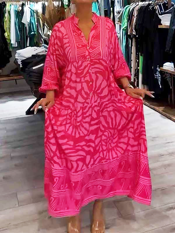 Elka™ - Vestido Suelto Impreso con Escote en V para Mujeres