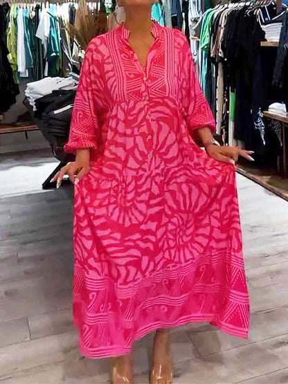 Elka™ - Vestido Suelto Impreso con Escote en V para Mujeres