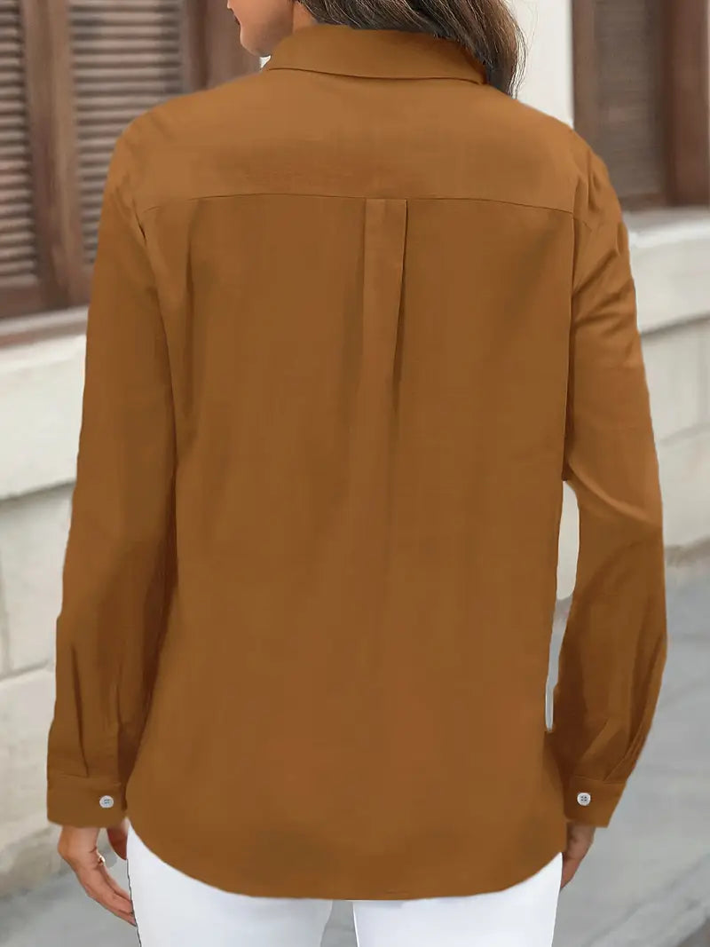 Athena - Camisa de Algodón con Bolsillos Frontales