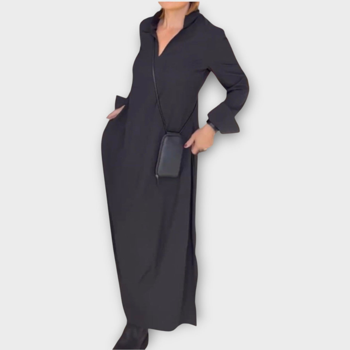 Vestido Maxi con Cuello Relajado