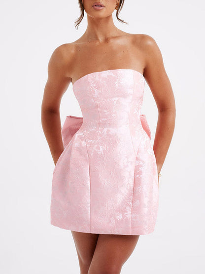 Vestido Mini de Nudo Jacquard Amelia