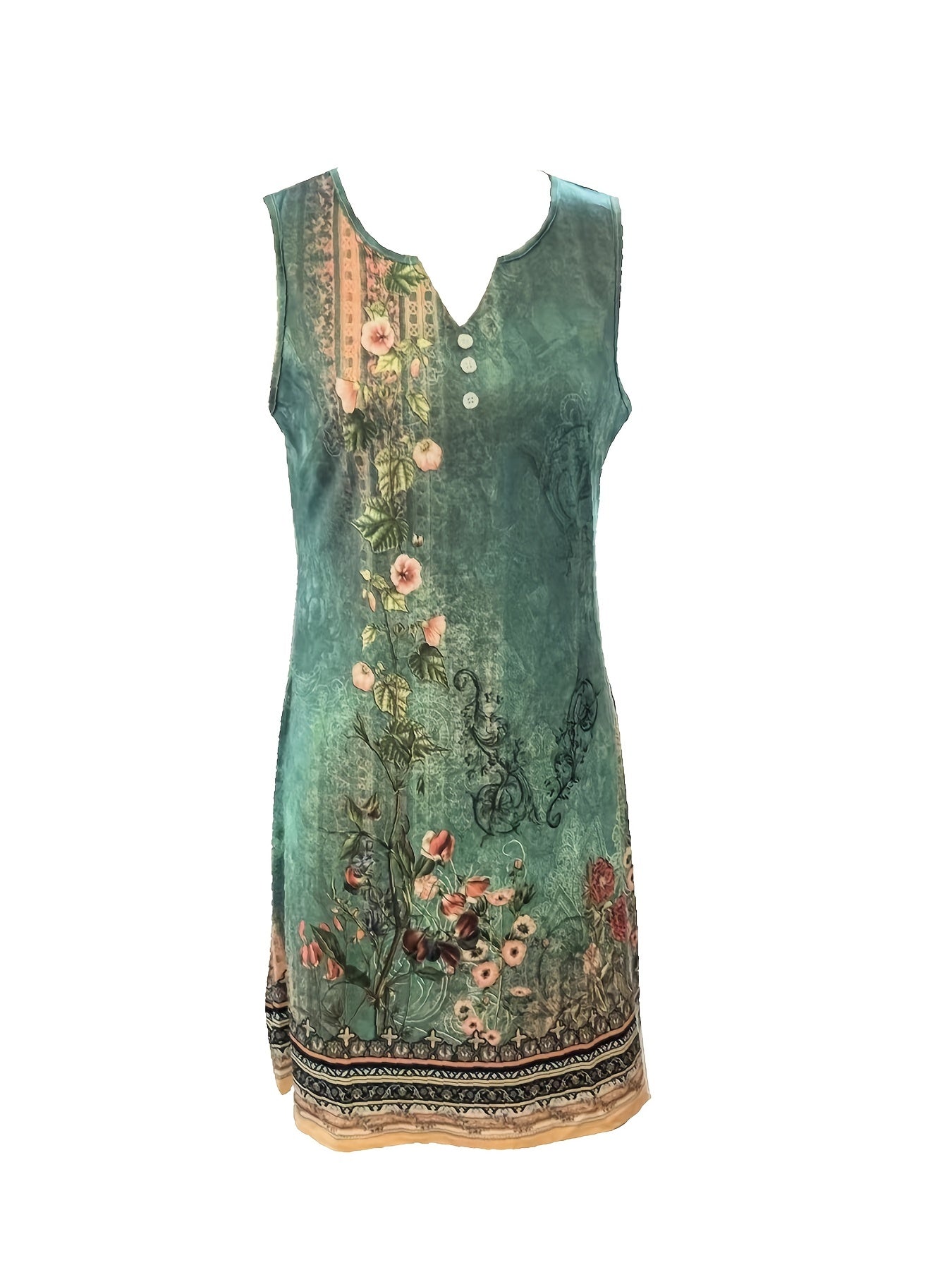 Harmoni - Vestido de Cuello Notch con Estampado Floral