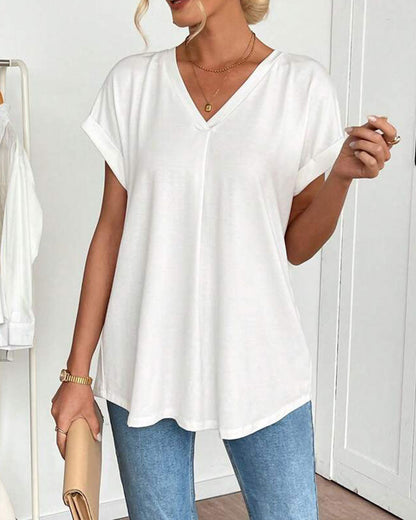 ESTRID - CAMISETA DE PATCHWORK CON MANGAS CORTAS Y ESTILO