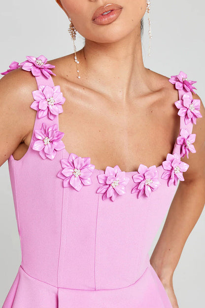 Cindy | Vestido Mini Femenino con Aplicaciones Florales