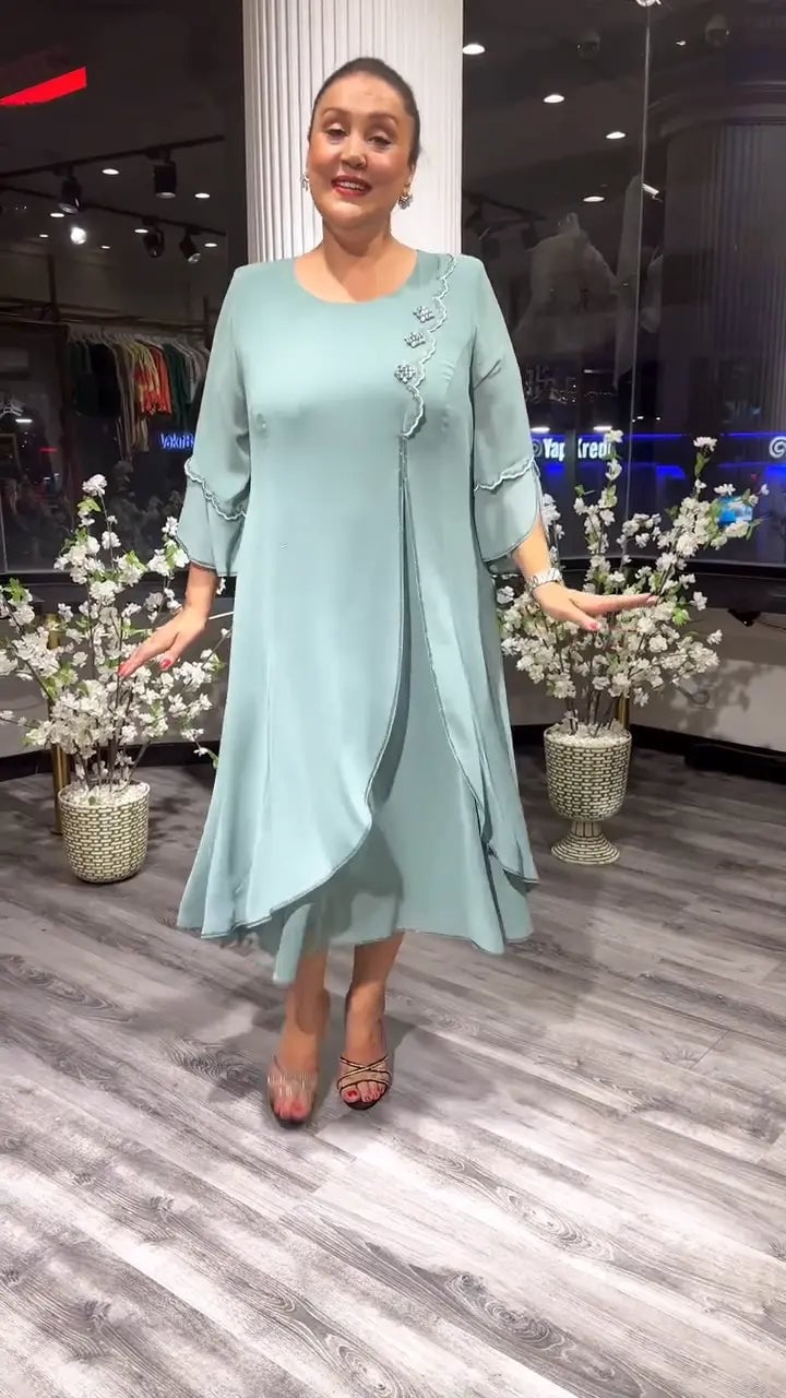 SAMARA – VESTIDO SUELTO DE CHIFÓN EN COLOR SÓLIDO PARA MUJERES