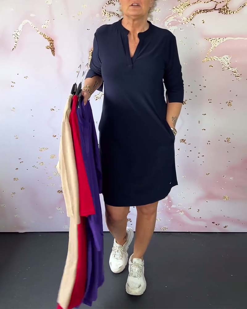 Olivia™ - Vestido Casual Cómodo con Escote en V Sólido