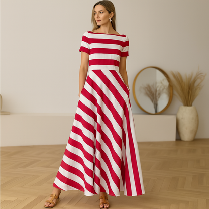 Madeline - Vestido Maxi Rayado Off-Shoulder Vonda