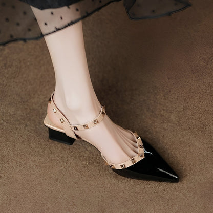 Paula - Elegantes zapatos de tacón con tachuelas puntiagudas para mujer
