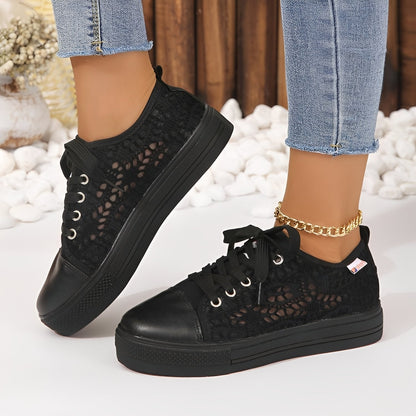 Jesse - Zapatillas casuales con cordones y suela plataforma para mujeres
