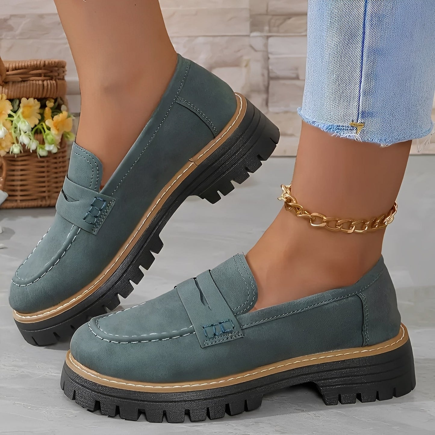 Elise - Elegantes mocasines con plataforma mate para mujer