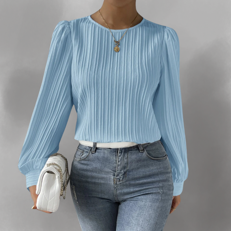 Carly – Blusa de Manga Larga Plisada