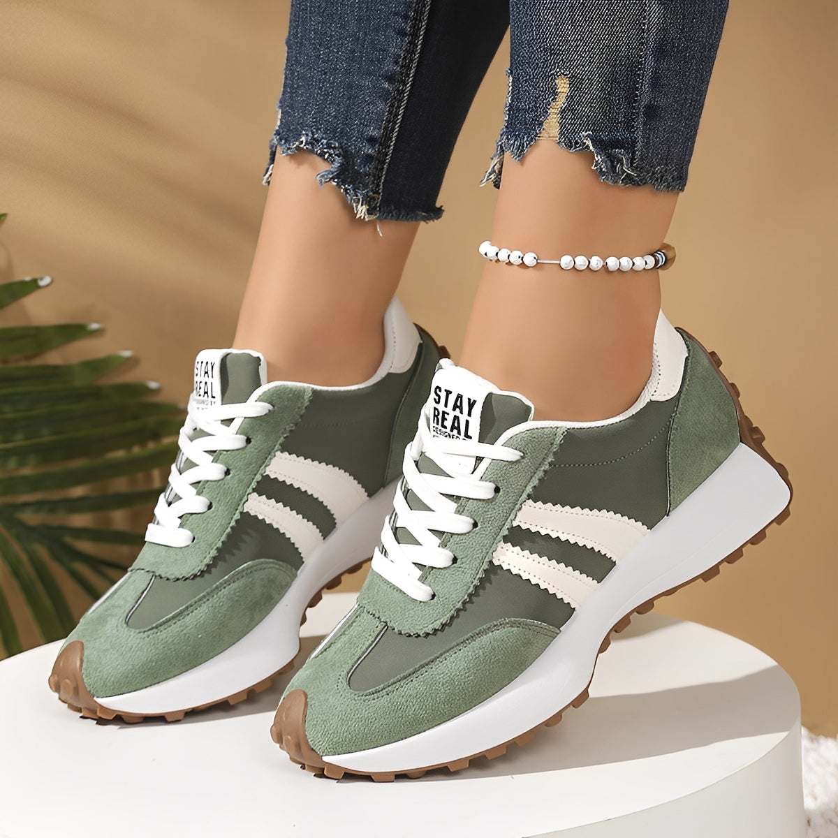 Lauren - Zapatillas casuales con suela gruesa para mujer