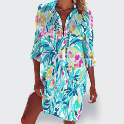 Tessa – Camisa de Impresión Vibrante de Verano