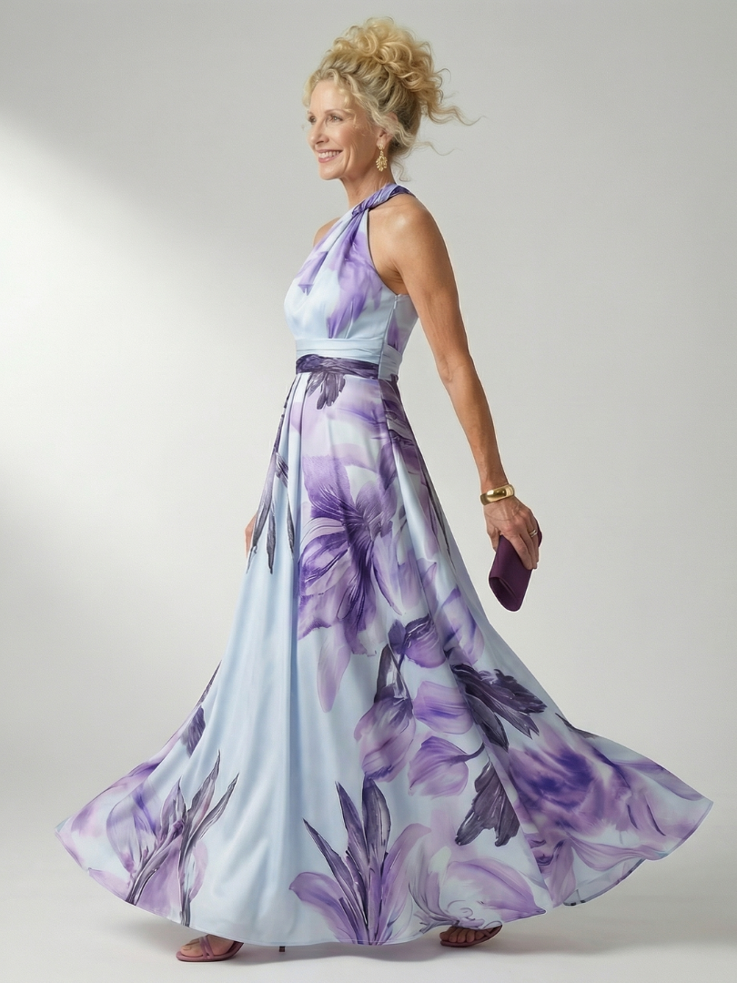 Amiel | Vestido Maxi Floral Ligero - Corte Americano Sin Mangas