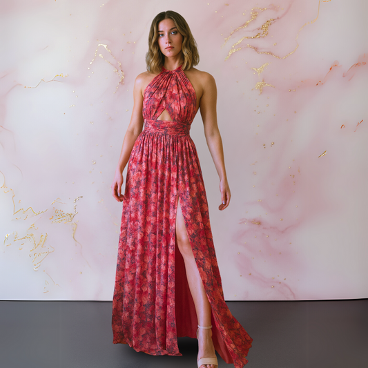 Vania – Vestido Maxi Floral Elegante con Espalda Abierta