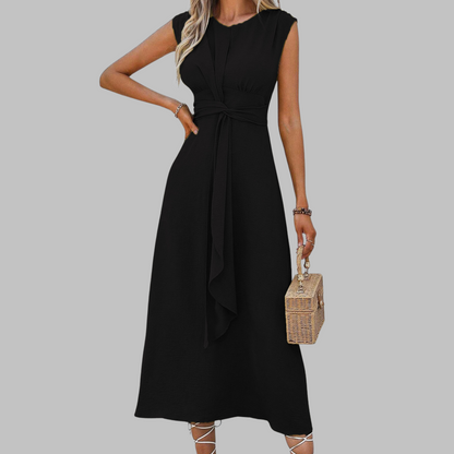 Vestido Largo Elegante Sin Mangas Cuello Redondo - Maxi Dress Chic para Mujer