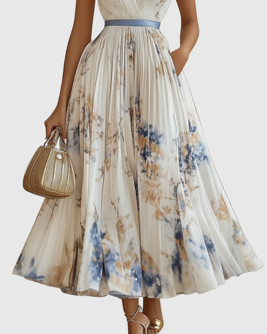 Abito Longue Plissée Élégante Rowella - Maxi Abito Fluido Donna