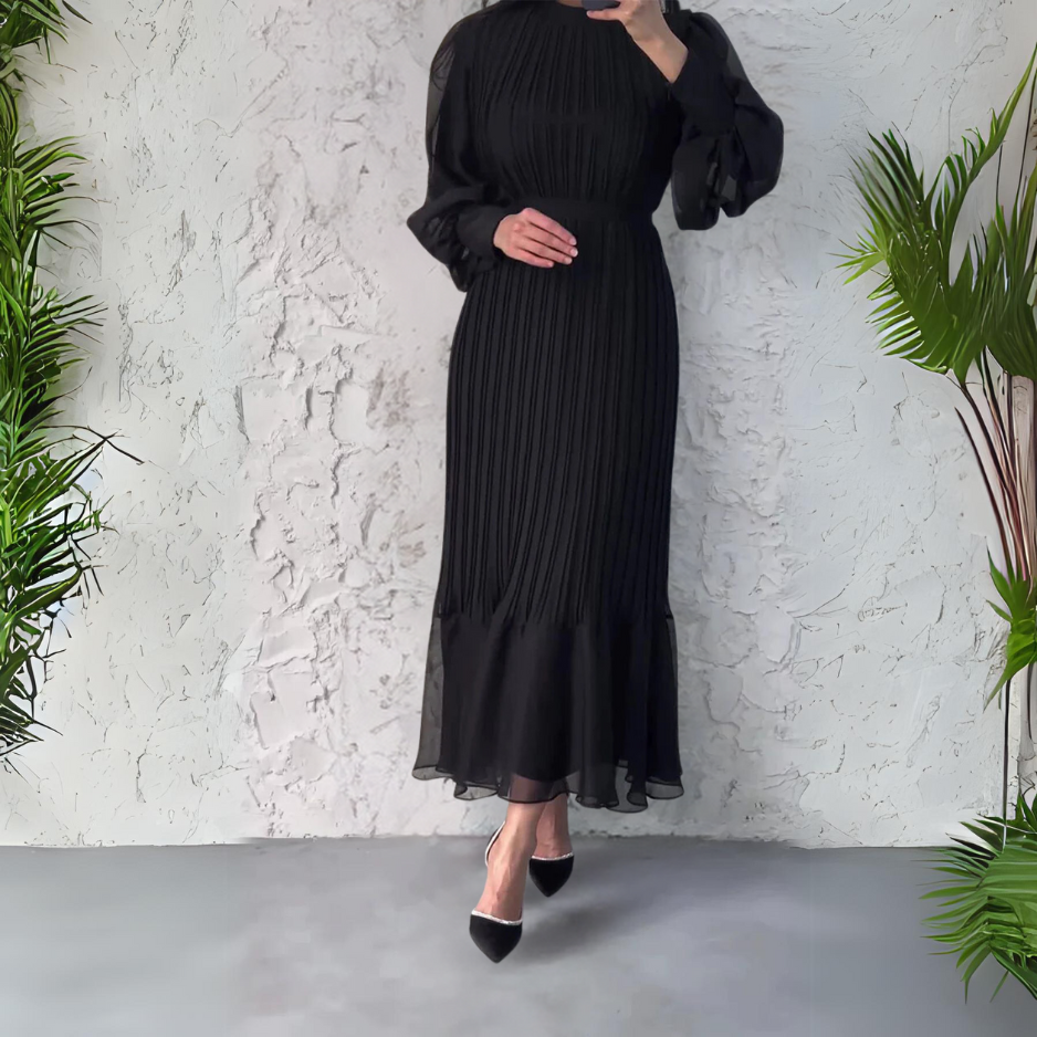 Vestido de Noche Elegante Otoñal con Detalles de Tul