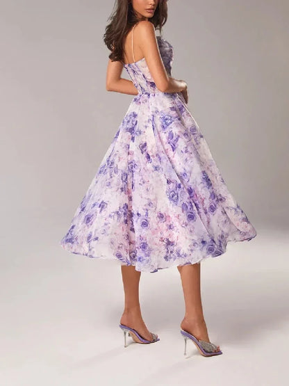 Emilia | Vestido Elegante Sin Mangas Impreso