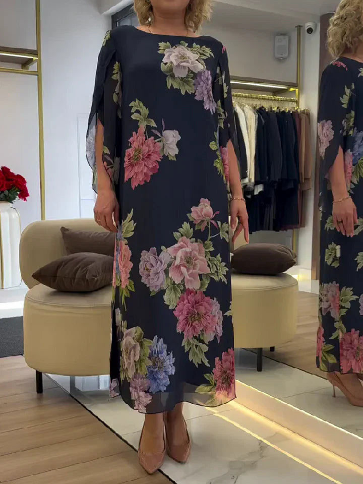 Vestido Maxi con Estampado Floral en Chiffon Ligero y Confortable