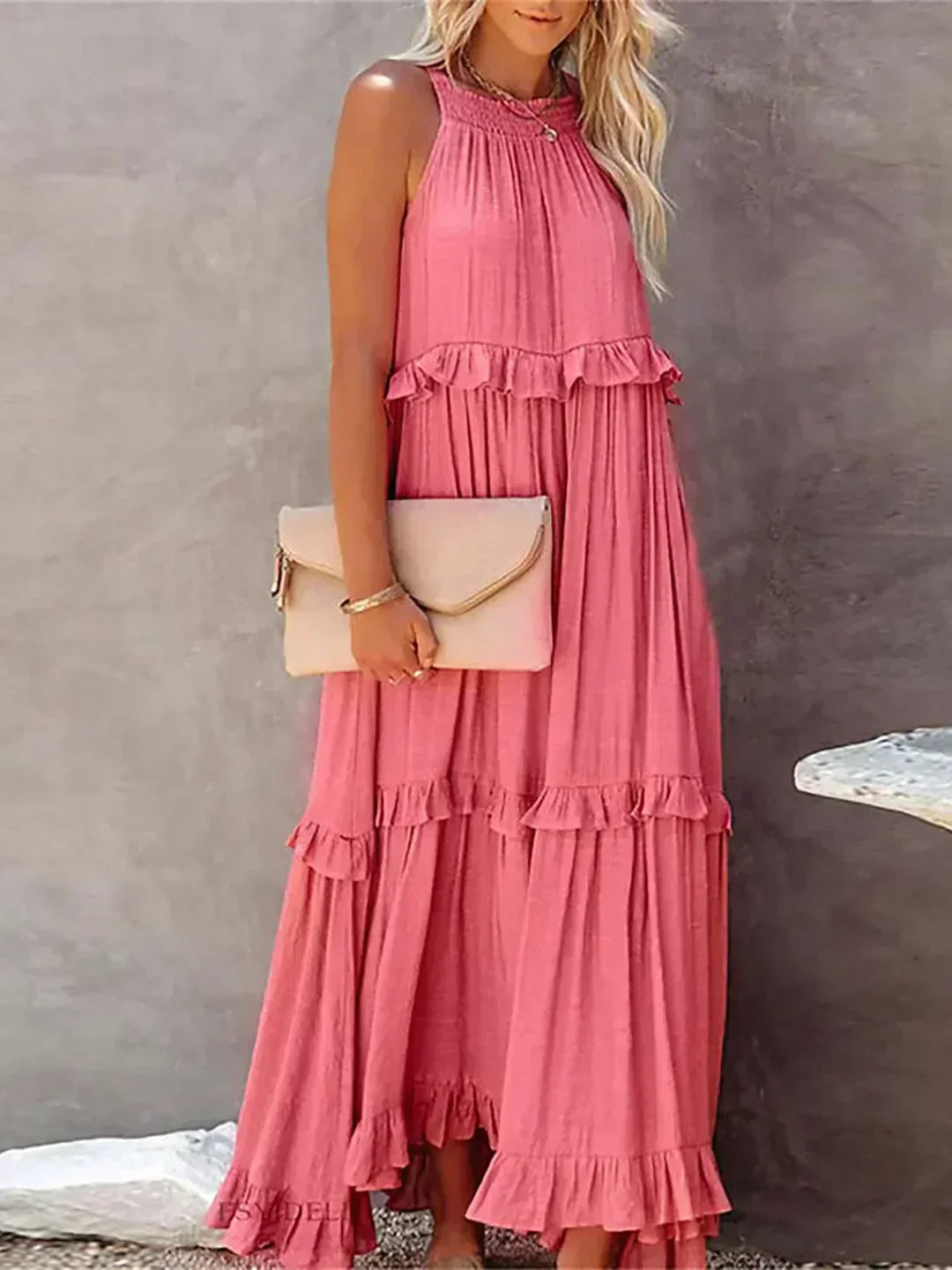 Landry - Vestido sin mangas con volantes chic