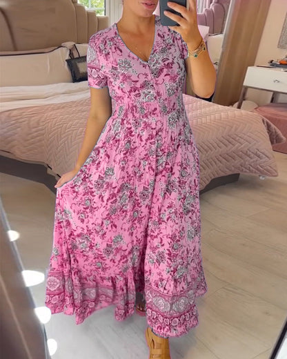 Ophelia | Vestido de Impresión Floral con Escote en V