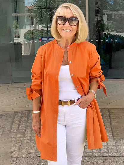 Elliora - Chaqueta de Camisa de Algodón con Espalda Fruncida