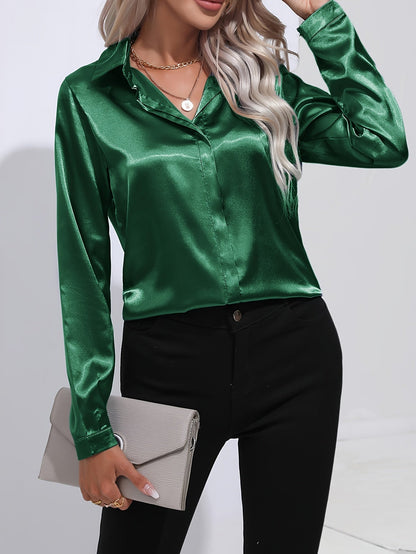Luna - Blusa de satén con botones