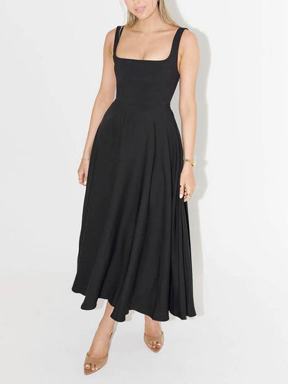 Elara | Vestido Midi de Corte Cuadrado Elegante