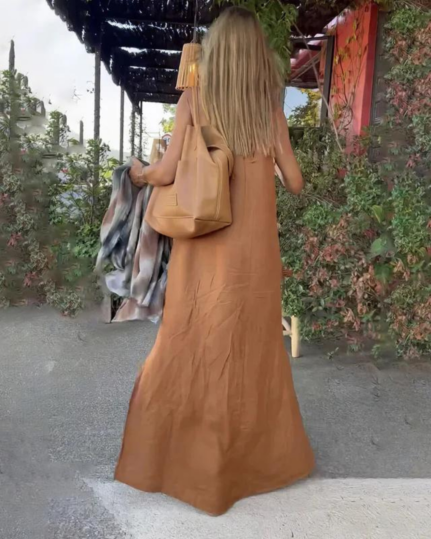 Brynn - Vestido Maxi de Algodón y Lino con Corte Halter para Mujeres