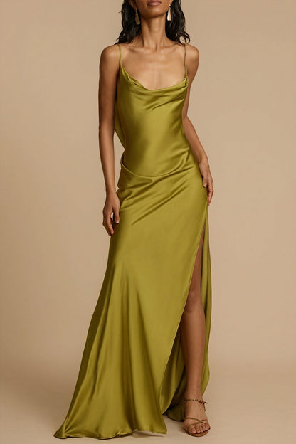 Vestido Largo Deslizante con Abertura