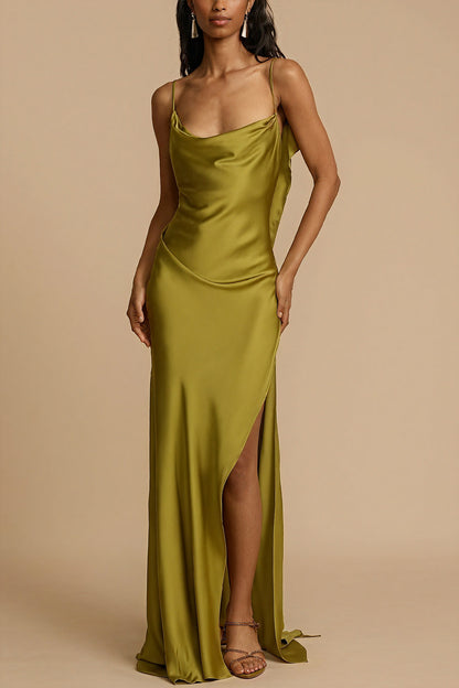 Vestido Largo Deslizante con Abertura