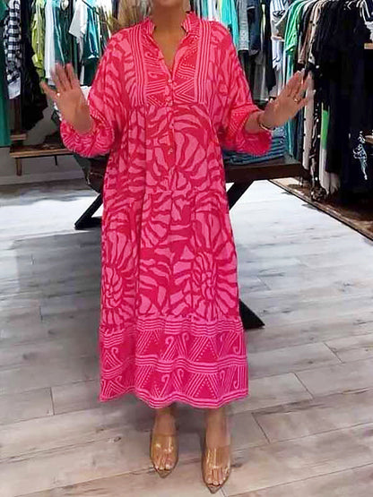 Elka™ - Vestido Suelto Impreso con Escote en V para Mujeres